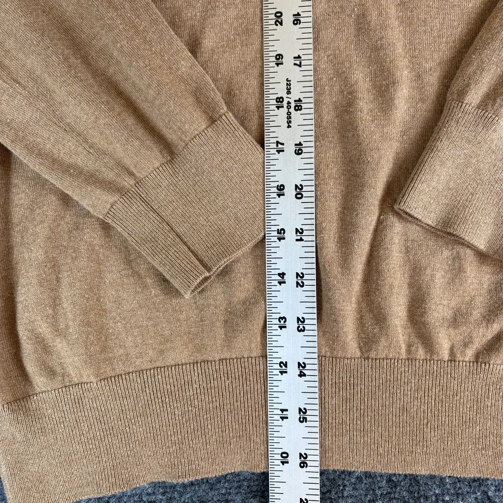 Banana Republic Sweater Mens L Tall Camel Tight Knit Silk Long Sleeve Pullover